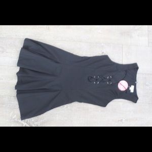 Lace up front skater dress